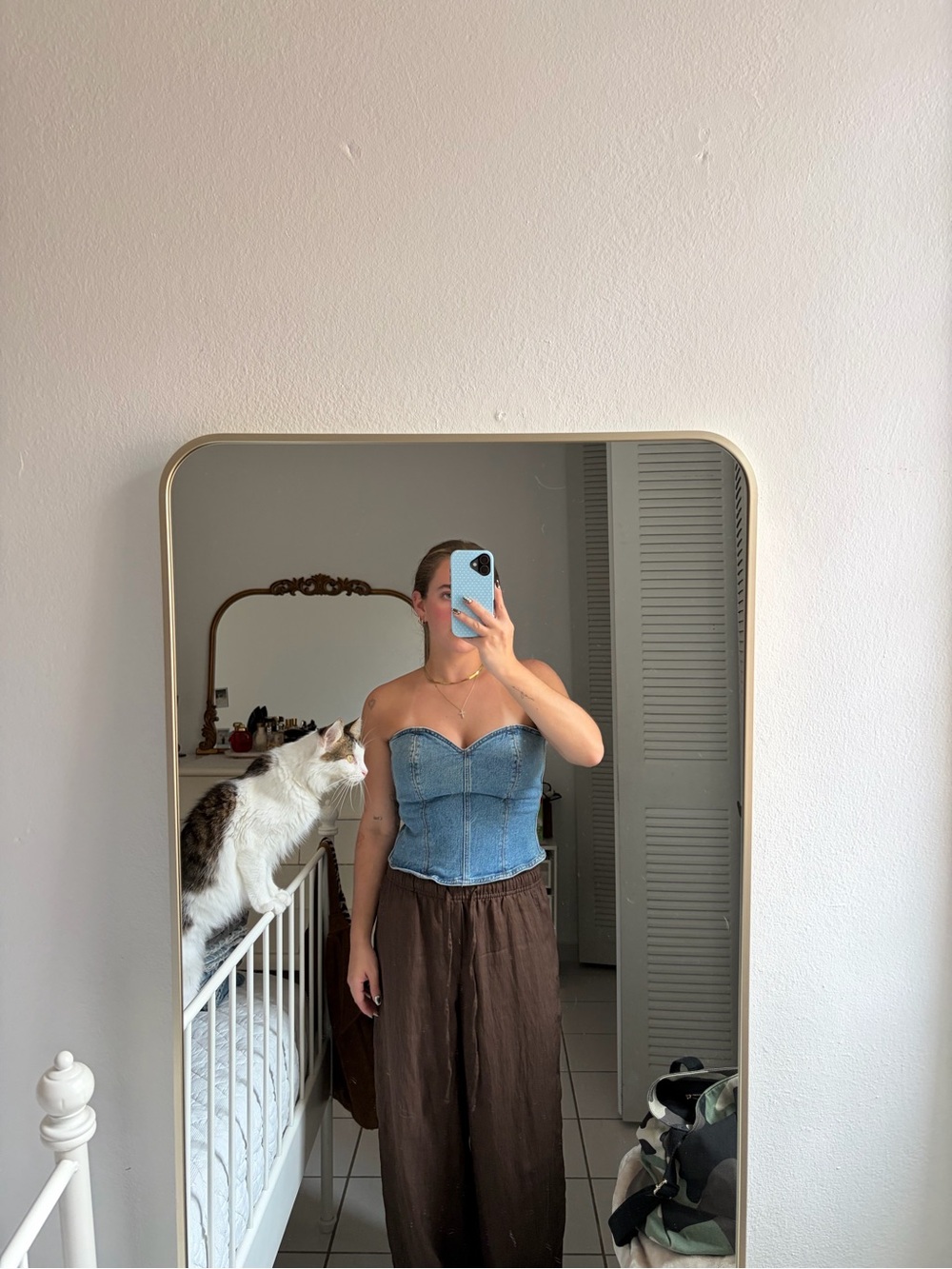 Zara Denim Corset Top - Blue Strapless Bustier